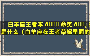 白羊座王者本 💐 命英 🕸 雄是什么（白羊座在王者荣耀里面的本命英雄是什么）